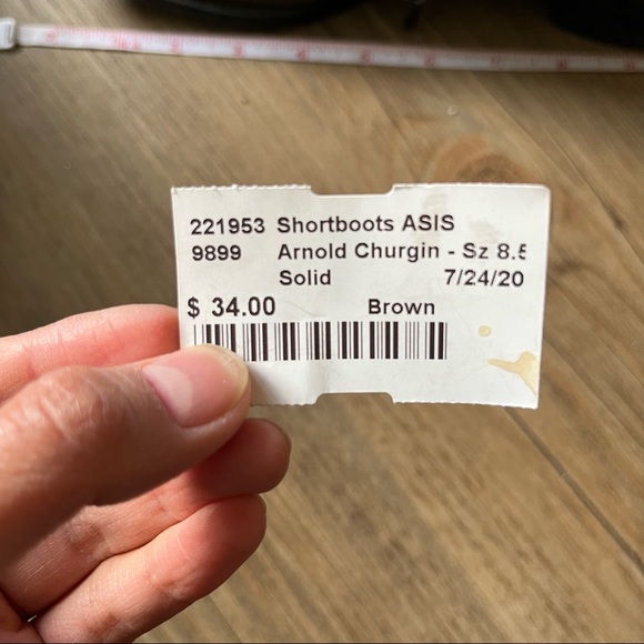 Arnold Churgin Brown Ankle Short Boots Leather Rounded Square Toe Shoe Size 8.5 - Picture 11 of 12